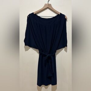 JFW Navy Blue Open Cold Shoulder Mini Dress with Waist Tie - Women’s Size Small